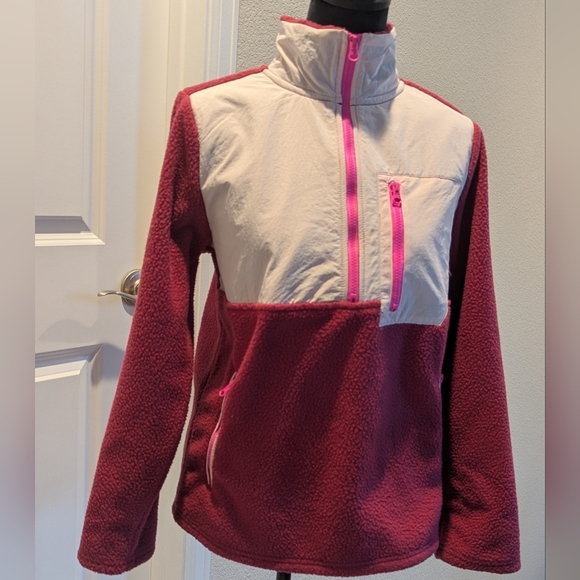 EUC Te Verde Pink and Cream Fleece Pullover size S - Picture 2 of 2